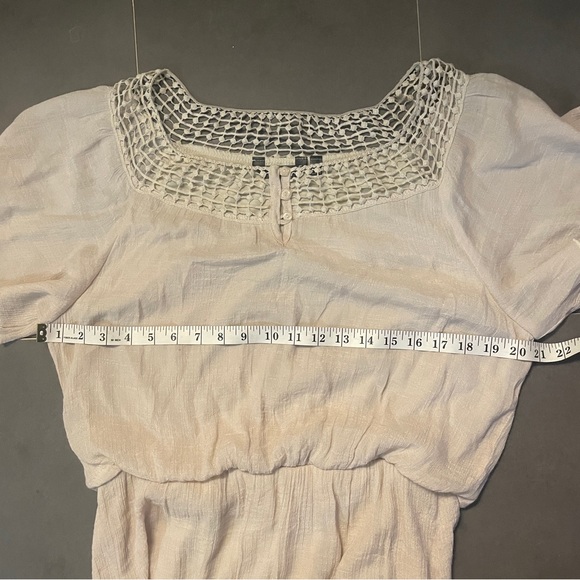 Anthropologie Mlle Gabrielle Cream Short Sleeve Peasant Linen Dress - Picture 4 of 5